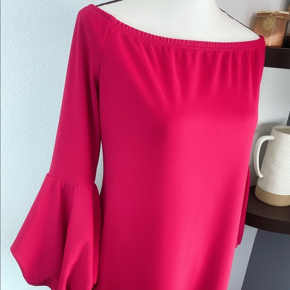 45. SHEIN red ruffle sleeves long dress - Picture 2 of 6